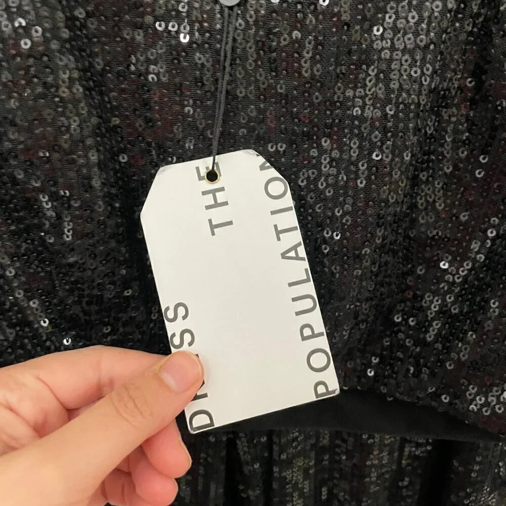 NWT Dress the Population Zuri Top and Sequin Wide Leg Pant Set Size M